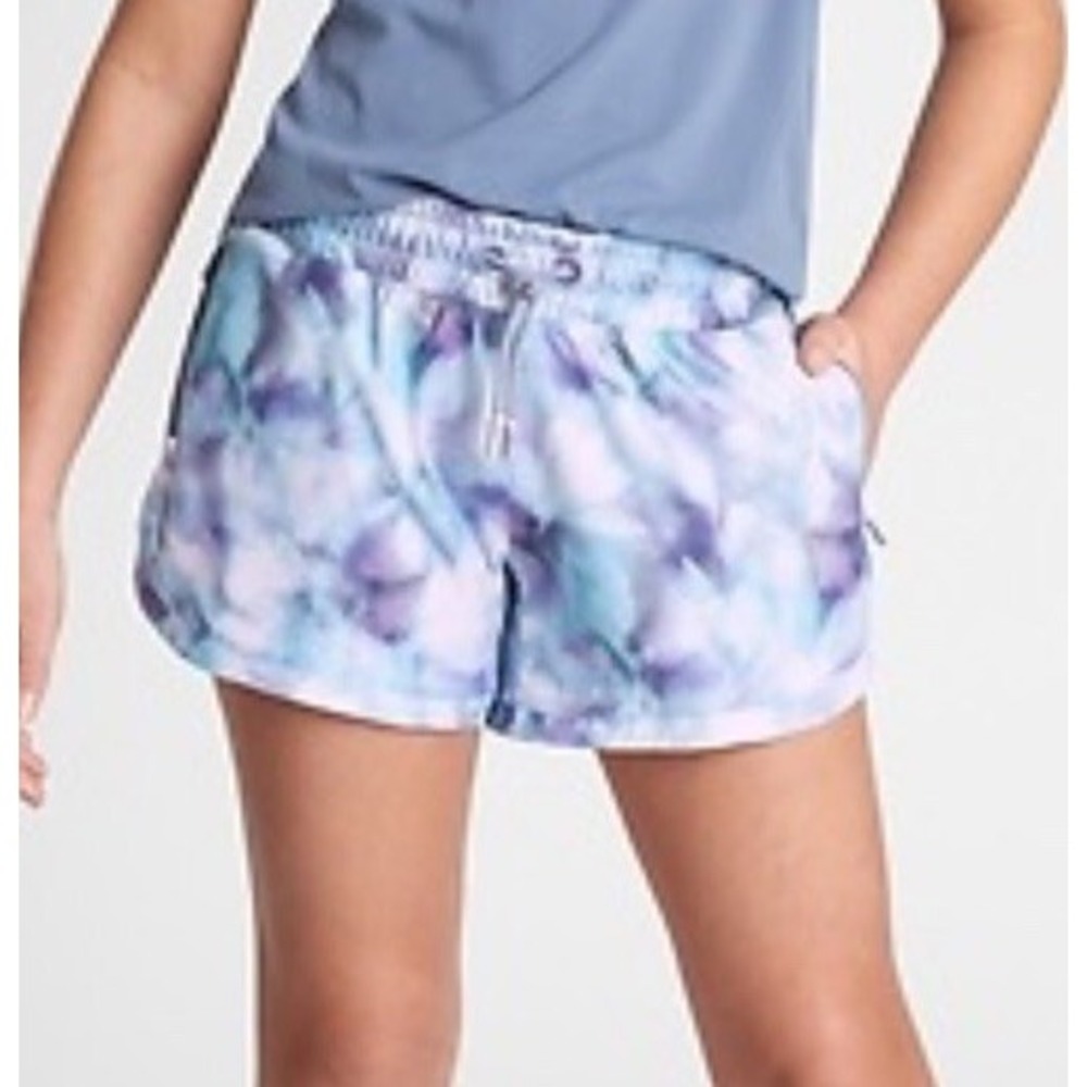 Girls Athleta All Play Solarize Cottage Blue Athletic Shorts Large Zip Pocket